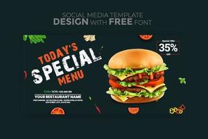 Food menu banner social media template vector