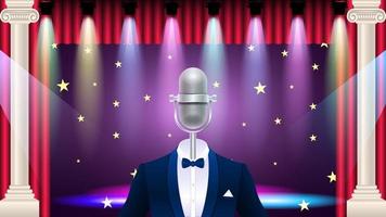 microphone in tuxedo on on stage vector