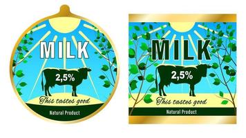milk label packaging cow silhouette vector