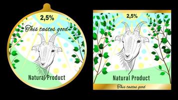 Goat head outline handdrawn Label packging vector