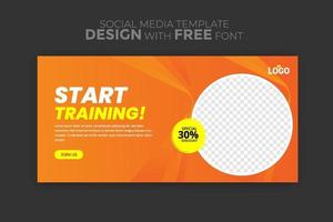 Web banner template with sports concept Social media ad flyer for gym Fitness and gym vector