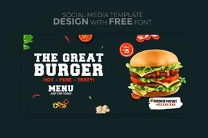 Food menu banner social media template vector