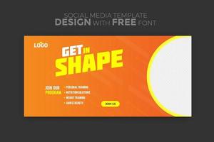Web banner template with sports concept Social media ad flyer for gym Fitness and gym vector