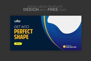 Web banner template with sports concept Social media ad flyer for gym Fitness and gym vector