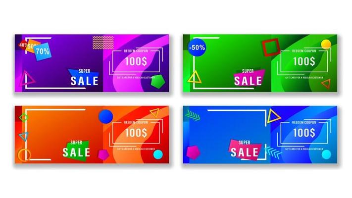 Set banners gift card geometric shapes