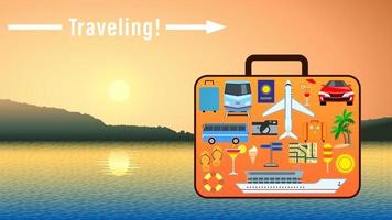 Traveling sunrise background vector