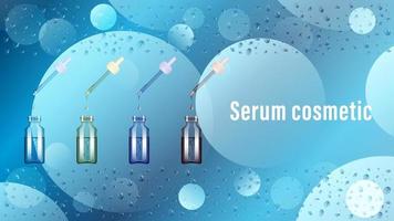 Serum cosmetic vial on water background vector