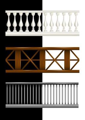 Set railing isolated cartoon style