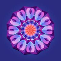 This is a violet geometric polygonal mandala with a floral pattern vector