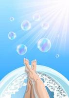 womens feets in the bath cartoon vector