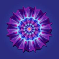 This is a violet geometric polygonal mandala with a floral pattern and petals vector