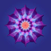 este es un mandala poligonal geométrico violeta con un patrón de abanico oriental vector