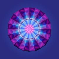 este es un mandala poligonal geométrico violeta con una ilusión de patrón de volumen vector