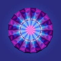 este es un mandala poligonal geométrico violeta con una ilusión de patrón de volumen vector