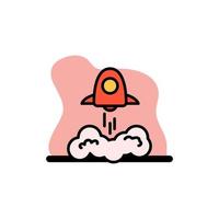 Rocket Taking Off Icon Concept Vector Design