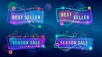 Set Sale sign colorful light effects vector