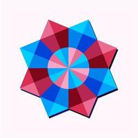 este es un mandala poligonal geométrico azul y rosa vector