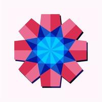 This is a pink geometric polygonal mandala in the form of a crystal snowflake vector