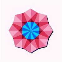 este es un mandala poligonal geométrico rosa con un centro azul vector