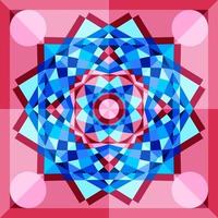 This is a blue and pink geometric polygonal kaleidoscope pattern vector