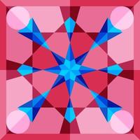 This is a blue and pink geometric polygonal kaleidoscope pattern vector