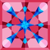 This is a blue and pink geometric polygonal kaleidoscope pattern vector