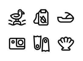 Simple Set of Surf Related Vector Line Icons