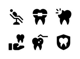 conjunto simple de vector sólido relacionado con la odontología