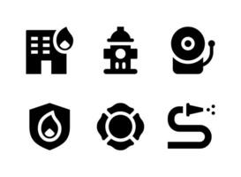 conjunto simple de iconos sólidos vectoriales relacionados con bombero vector