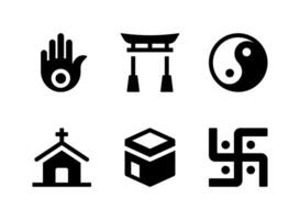 Conjunto simple de iconos de líneas vectoriales relacionadas con la religión vector