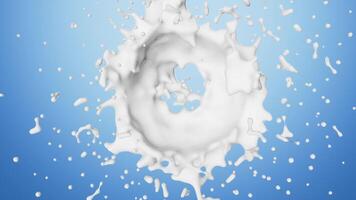 explosão de respingos de leite em um gradiente azul video