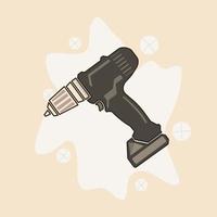 cordless drill simple art vector illustration