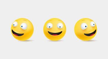 Smiling emoticons in cute 3d style vector set