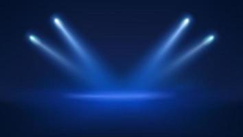 Dark srudio and bright beams of projectors vector