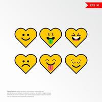 Conjunto de iconos de concepto de emoji de amor con diferentes emociones ilustración vectorial 5 vector