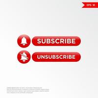 Subscribe Button Template with the notification bell icon and Unsubscribe button with the forbidden notification bell icon vector