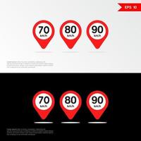 Maximum Speed limit sign set icon app mobile 3 vector