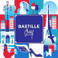 Illustration Happy Bastille Day The French National Day Concept for Greeting Card vector