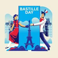 Illustration Happy Bastille Day The French National Day Concept for Greeting Card vector