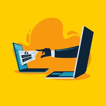 Hacker Phishing Scam Attack Web Security Vector Concept of Phishing and Fraud