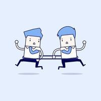 Businessmen are running to the opposite direction from each other Cartoon character thin line style vector