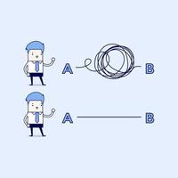 Businessmen one with clear plans the other with chaotic plans Cartoon character thin line style vector