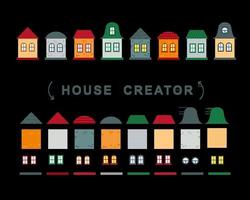 House creator vector collection of elements roof windows and walls