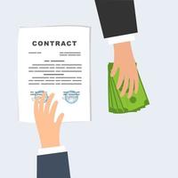 Conclusion of a contract business deal exchange of money for a document