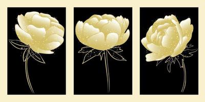 Flowers of gold on a black background Wall decorationT Vector