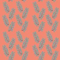 Seamless repeating pattern of green leaves on a pink background vector