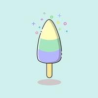 tres sabores de helado e ilustración en color. vector