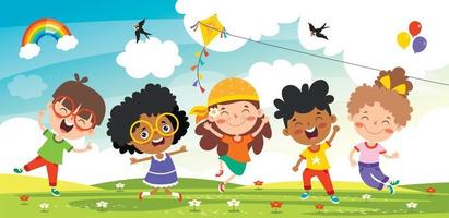 Happy Multi Ethnic Kids Playing Together vector