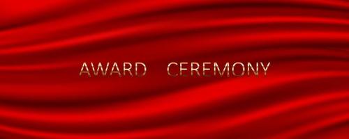 Award ceremony banner with red silk background vector