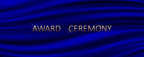 Award ceremony banner with blue silk background vector